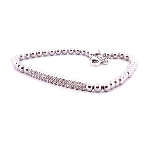 Bracelet Bracelet or blanc boules et barrettes diamants 58 Facettes