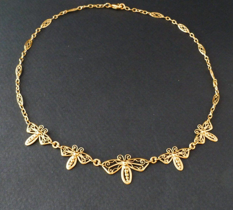 Collier Collerette Motifs Papillons, Or Jaune 58 Facettes