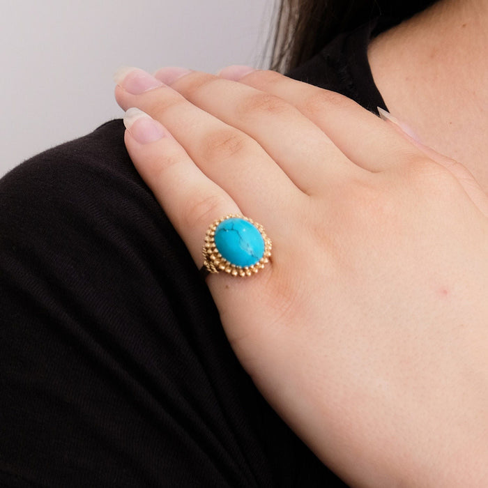 Bague 49 Bague turquoise, or rose 58 Facettes P12L8