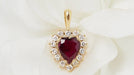 Necklace Heart pendant necklace in yellow gold, diamonds and rubies 58 Facettes 32536