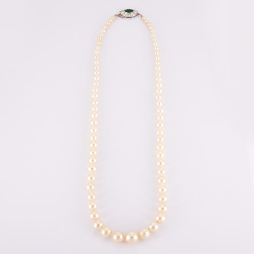 Collier Collier perles de culture, émeraude marquise 58 Facettes