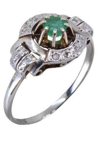 Bague 51 BAGUE ART-DÉCO ÉMERAUDE ET DIAMANTS 58 Facettes 064971