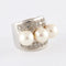 Bague Bague en or gris, diamants, perles 58 Facettes