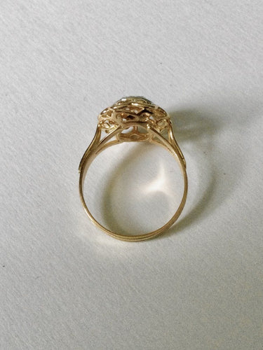 Bague 59 Bague Or Jaune ajourée Diamants 58 Facettes