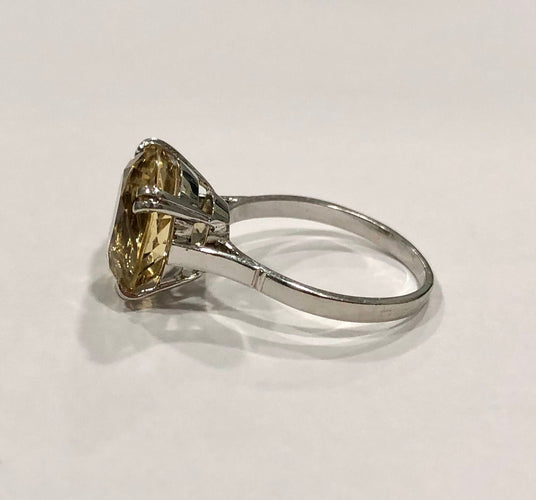 Bague 53 Bague rétro citrine et or blanc 58 Facettes