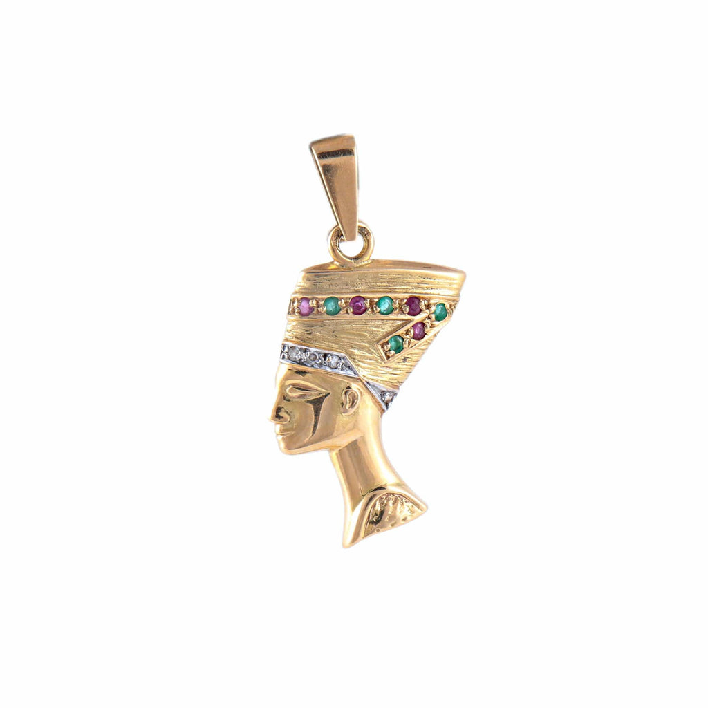 Pendentif Vintage Or De Tolède Damascène - Motif Tête égyptienne, Référence F4, Occasion
