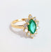 Ring 53 Marquise yellow gold emerald and diamond ring 58 Facettes TBU