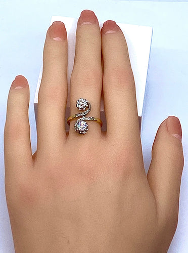 Bague 53 Bague en or blanc et or jaune 18 carats en diamants. Epoque 1900 58 Facettes AB267