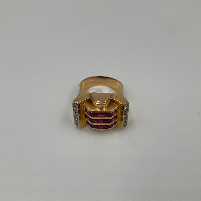 Bague 57 Bague Or jaune Diamants Rubis 58 Facettes