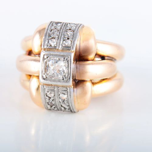 Bague Large bague 2 ors Diamants 58 Facettes JE437