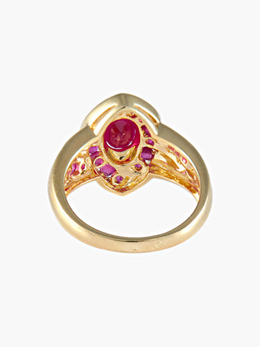 Bague Bague années 30 rubis ovale et brillant or jaune 58 Facettes LP4-16