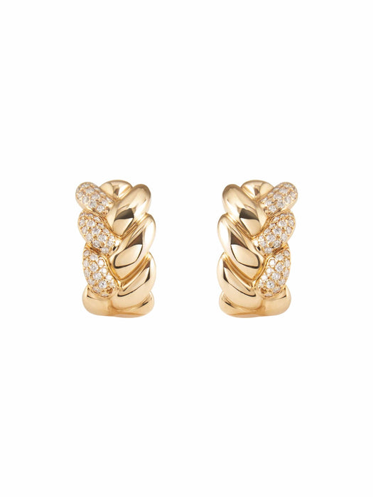 Boucles d'oreilles Cartier - Boucles d'oreilles pavage diamants et or jaune 58 Facettes