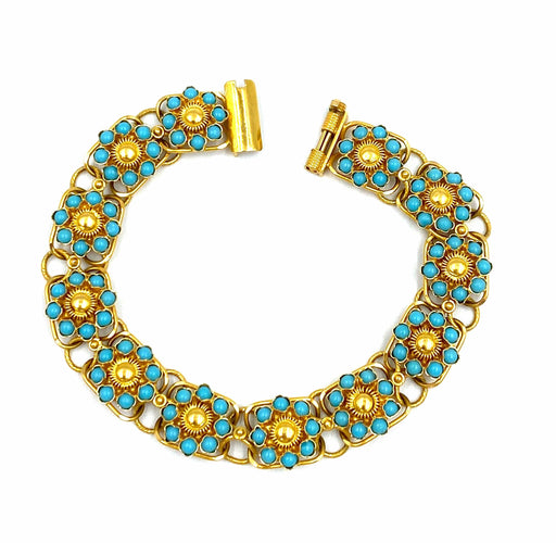Bracelet Bracelet ethnique en or jaune et turquoises 58 Facettes