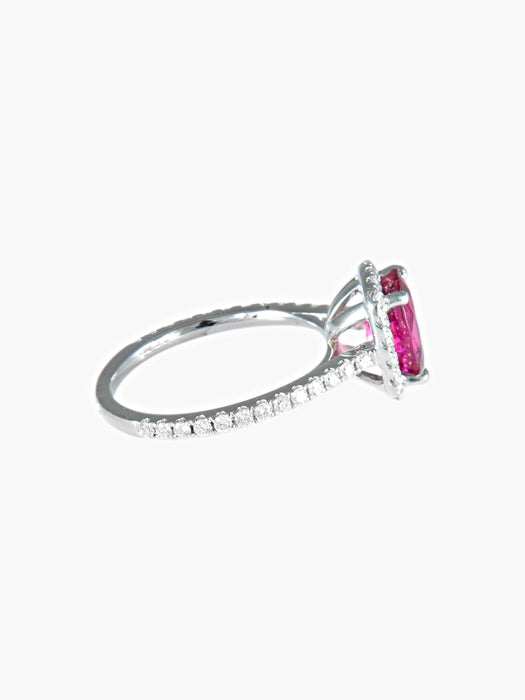 Bague 52 Bague Tourmaline rouge Diamants 58 Facettes