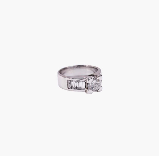 Bague Bague solitaire diamant avec baguettes 58 Facettes SOLO.BAGTT-751.1