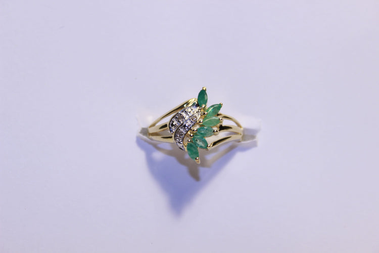 Bague 55 Bague Or Diamants et Emeraudes 58 Facettes