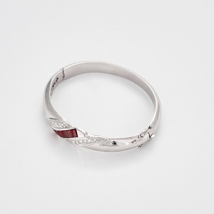Bracelet Bracelet jonc diamant et rubis 58 Facettes 2918