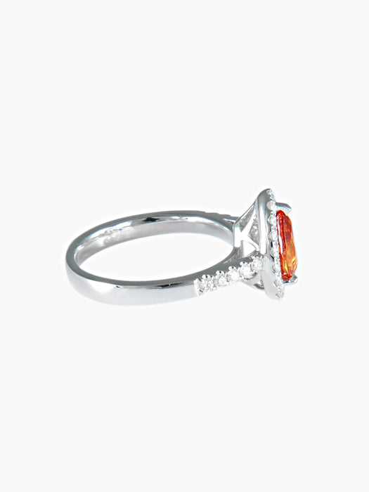 Bague 52 Bague Tourmaline orange Diamants 58 Facettes