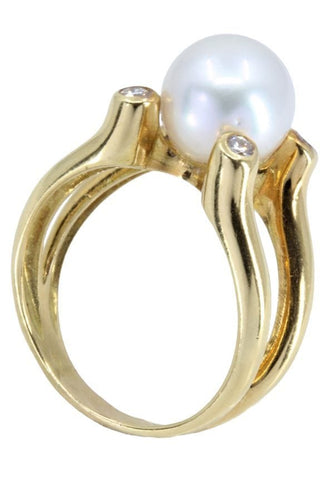 Bague BAGUE MODERNE PERLE ET DIAMANTS 58 Facettes 056691