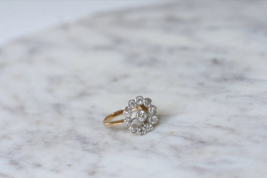 Bague Bague marguerite ancienne diamants 58 Facettes