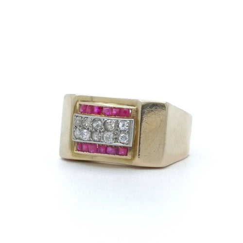 Bague 56.5 Bague tank arcade 2 Ors Diamants Rubis 58 Facettes REF2219