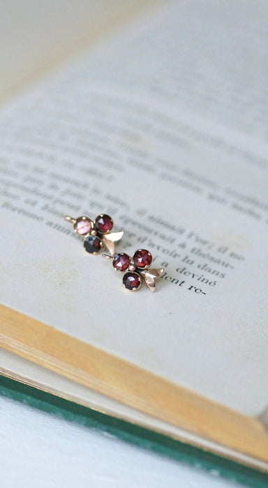 Boucles d'oreilles Boucles d'oreilles trèfles or rose et grenats 58 Facettes