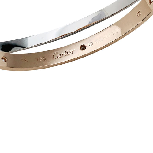 Bracelet Bracelet Cartier, "Love Pavé", or rose et blanc, diamants. 58 Facettes 30999