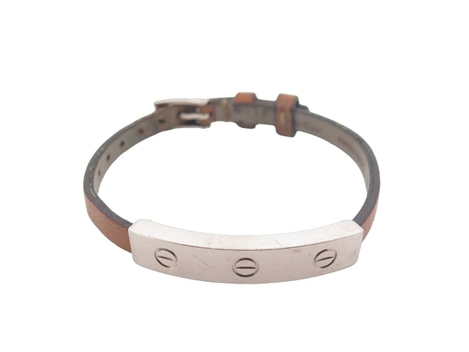Bracelet bracelet CARTIER love cuir et barrette or blanc 18k 15-19.5 58 Facettes 252399