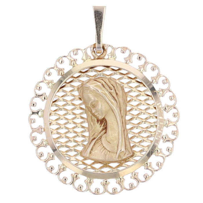 Pendentif Médaille ajourée Vierge or rose 58 Facettes 14-260