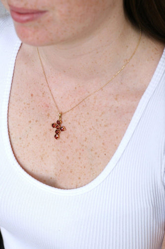 Pendentif Croix ancienne Or et Grenat de Perpignan 58 Facettes