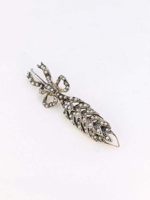 Broche Broche épi de blé or argent et perles fines 58 Facettes 772