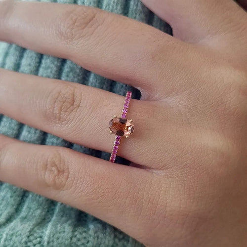 Bague Bague tourmaline saphirs rose or rose 58 Facettes