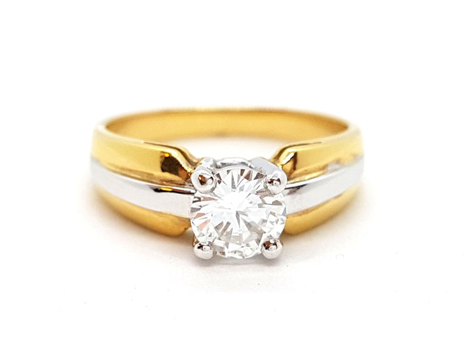 Bague 56 Bague Solitaire Or jaune Diamant 58 Facettes 06326CD