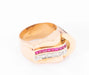 Ring Pink gold tank ring with diamonds and synthetic rubies 58 Facettes