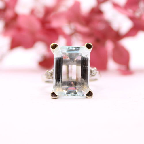 Bague 50 Bague Aigue-Marine Diamants 58 Facettes