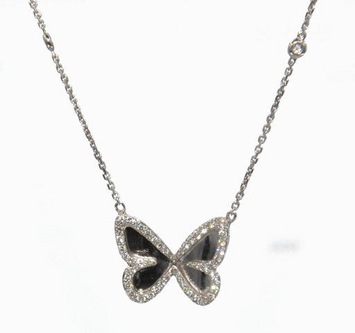 Pendentif Pendentif en or gris diamants avec pendentif papillon 58 Facettes 0