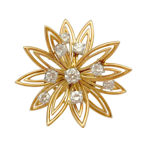 Broche Broche Cartier "Fleur" en or jaune et diamants. 58 Facettes 31448