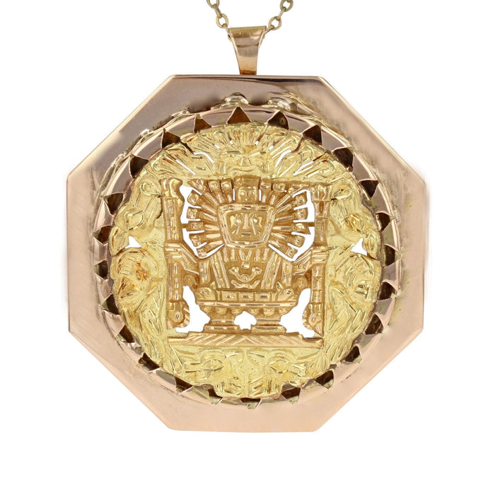Broche Broche Pendentif en ors rose et jaune style aztèque 58 Facettes 18-280D