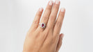Ring 56 White gold ruby ​​oval diamond entourage ring 58 Facettes 32327