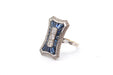 Ring 53 Art Deco style ring White gold Sapphires Diamonds 58 Facettes 25178