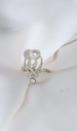 Bague Bague Duchesse diamants et perle 58 Facettes