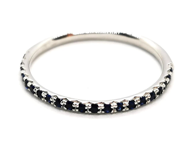 Bague 54 Bague Demi alliance Or blanc Saphir 58 Facettes 1610138CN
