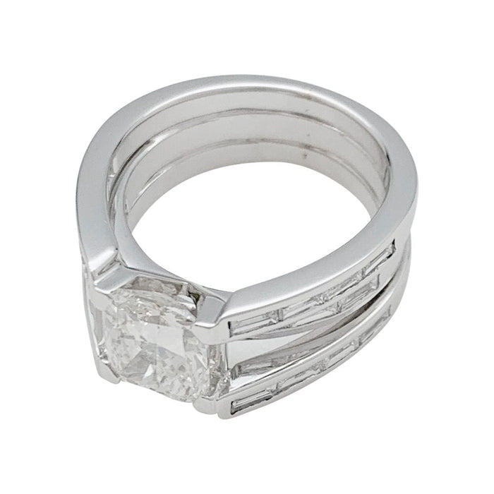 Bague 52 Bague or blanc, diamants coussin 2,01 carats. 58 Facettes 31230