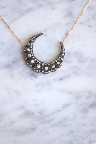Collier Collier croissant de lune or et diamants 58 Facettes