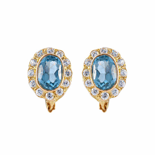 Boucles d'oreilles Or Jaune / Diamants BOUCLES D’OREILLES AIGUE MARINE & DIAMANTS 58 Facettes BO/220043