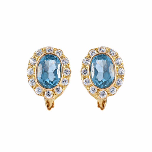 Boucles d'oreilles Or Jaune / Diamants BOUCLES D’OREILLES AIGUE MARINE & DIAMANTS 58 Facettes BO/220043