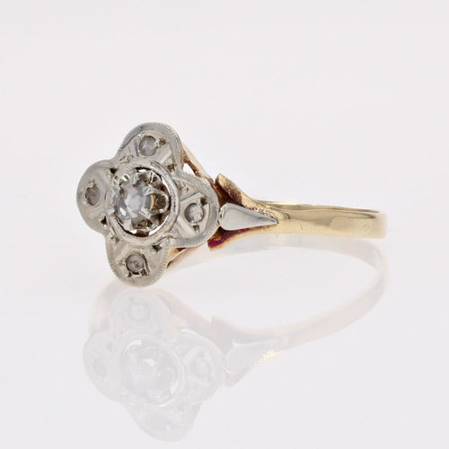 Bague 55 Bague ancienne trèfle diamants taillés en rose 58 Facettes 13-045