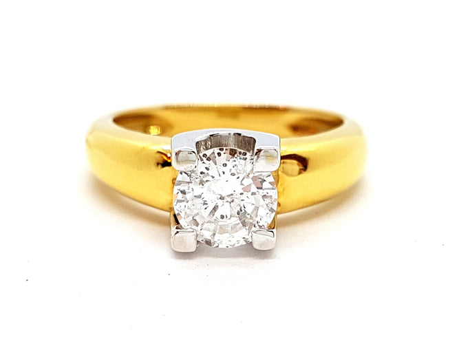 Bague 56 Bague Solitaire Or jaune Diamant 58 Facettes 06314CD