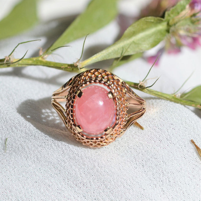 Bague 53 Bague ancienne rhodochrosite en or 58 Facettes 23-002