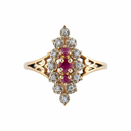 Bague Or Jaune / Diamants BAGUE MARQUISE DIAMANTS & RUBIS 58 Facettes BO/220031